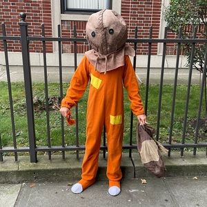Trick R Treat Sam Costume with Mask. Costume had some wear on the bottom see pic